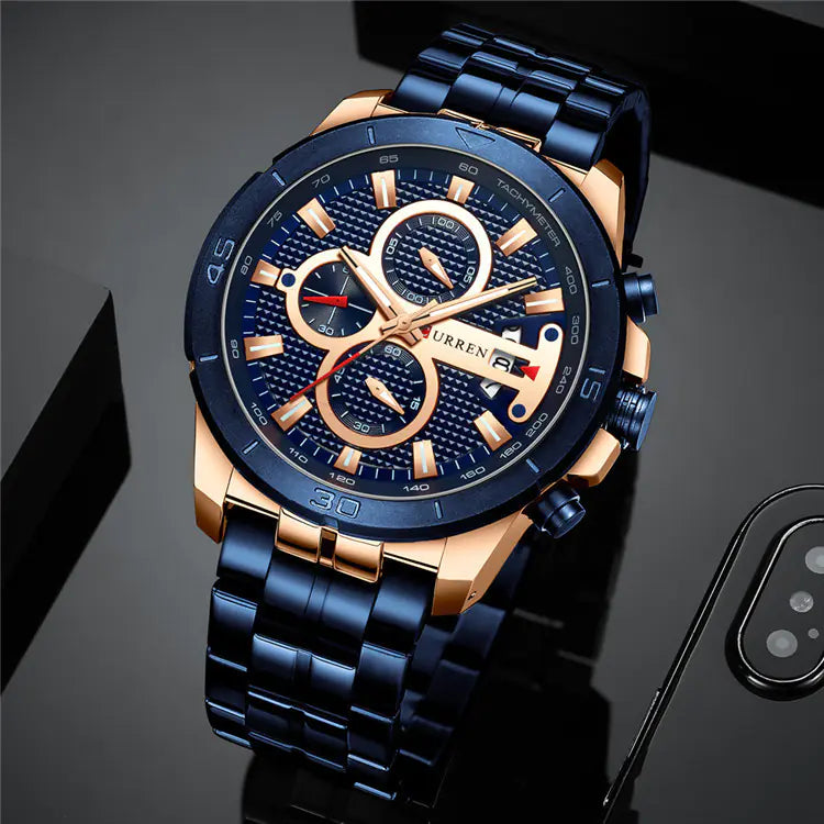 CURREN Men's Multifunctional Waterproof Quartz Watch