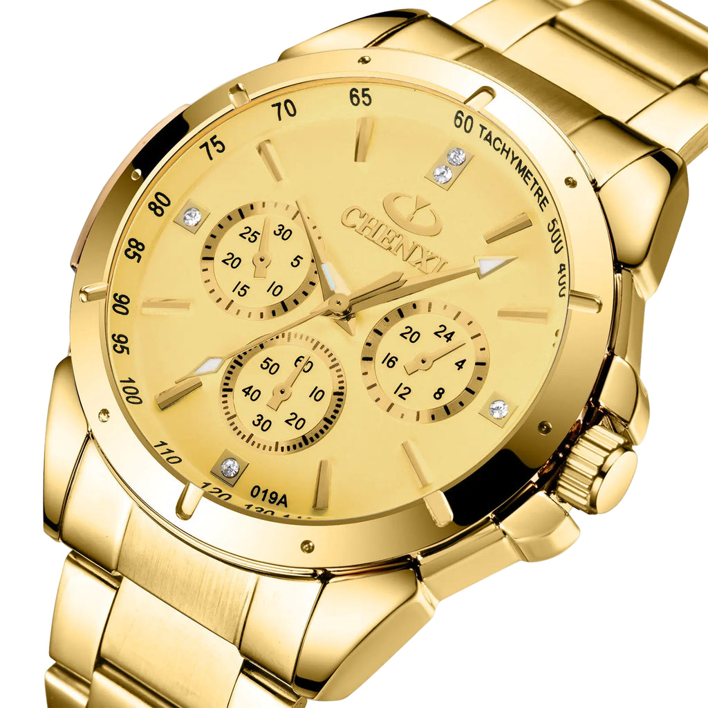 "Couple's Waterproof Quartz Watches with Steel Band"