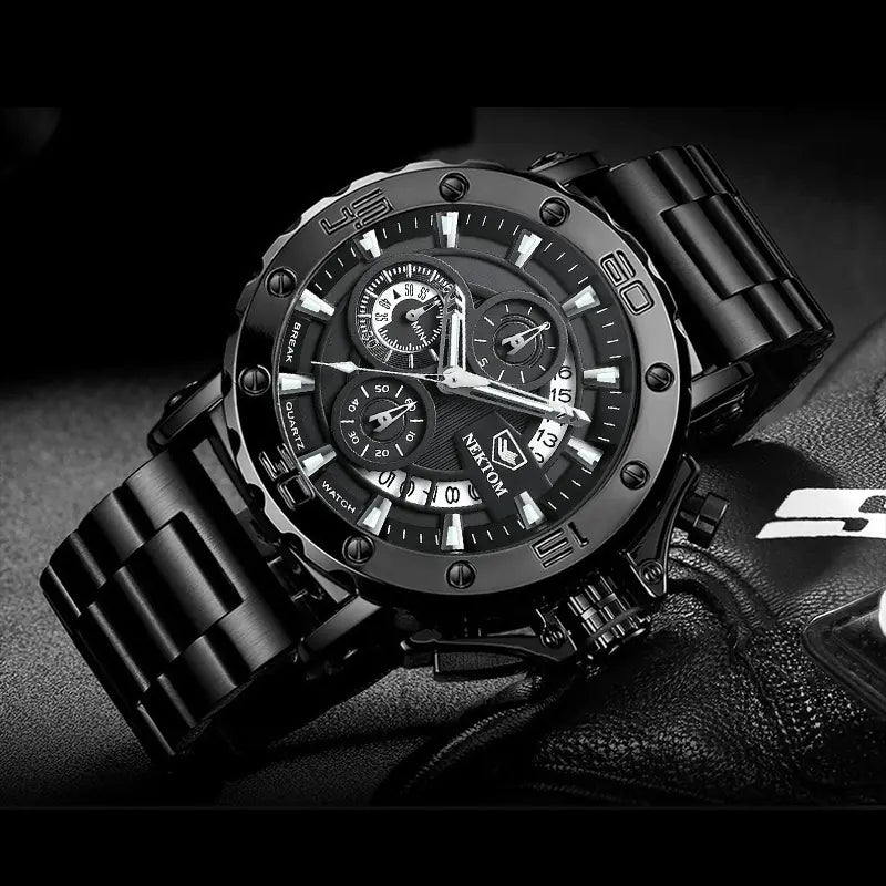 Men's Heavy Steel Waterproof Quartz Watch