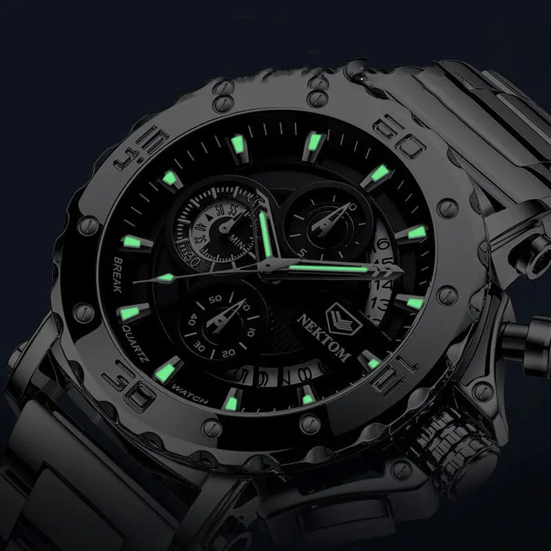 Men's Heavy Steel Waterproof Quartz Watch