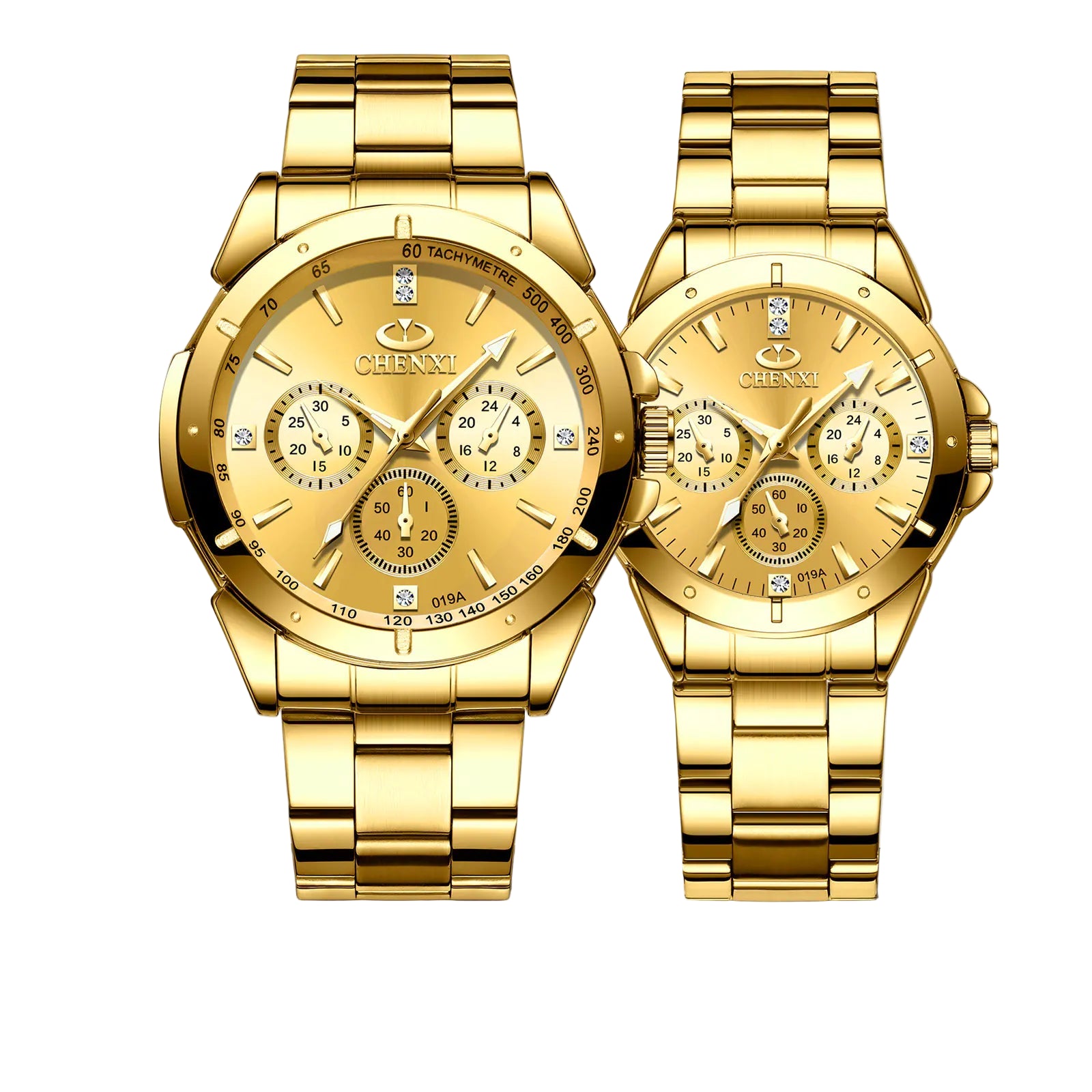 "Couple's Waterproof Quartz Watches with Steel Band"