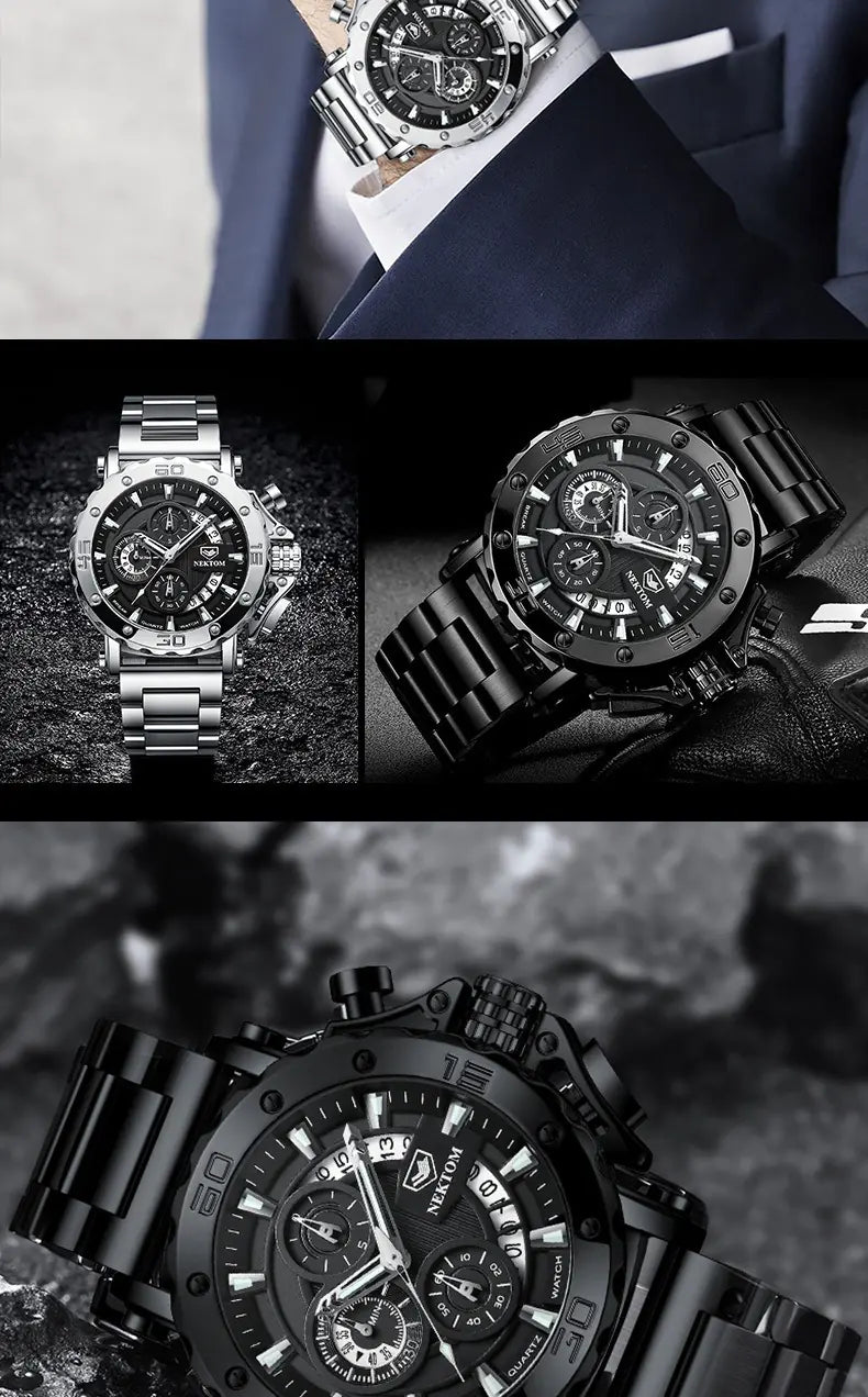 Men's Heavy Steel Waterproof Quartz Watch